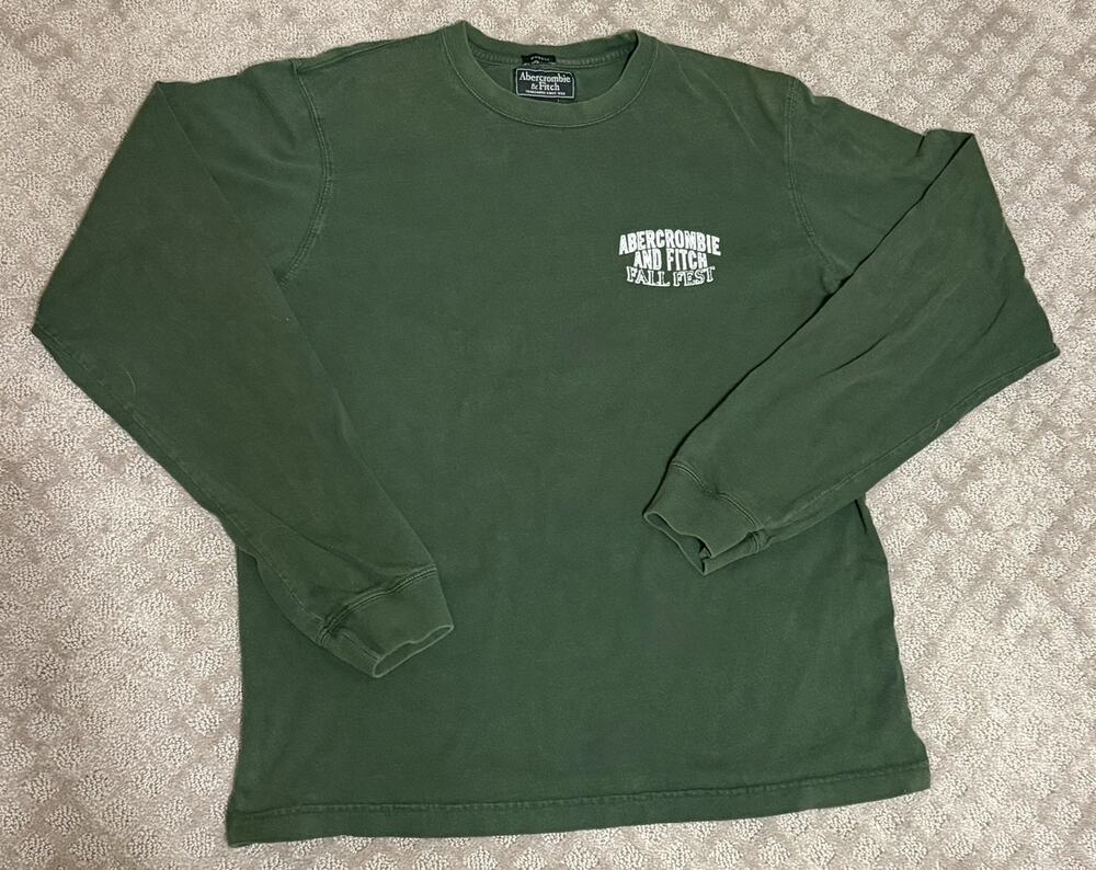 VTG Y2K Abercrombie & Fitch Mens Green Muscle Long Sleeve Shirt Size XL